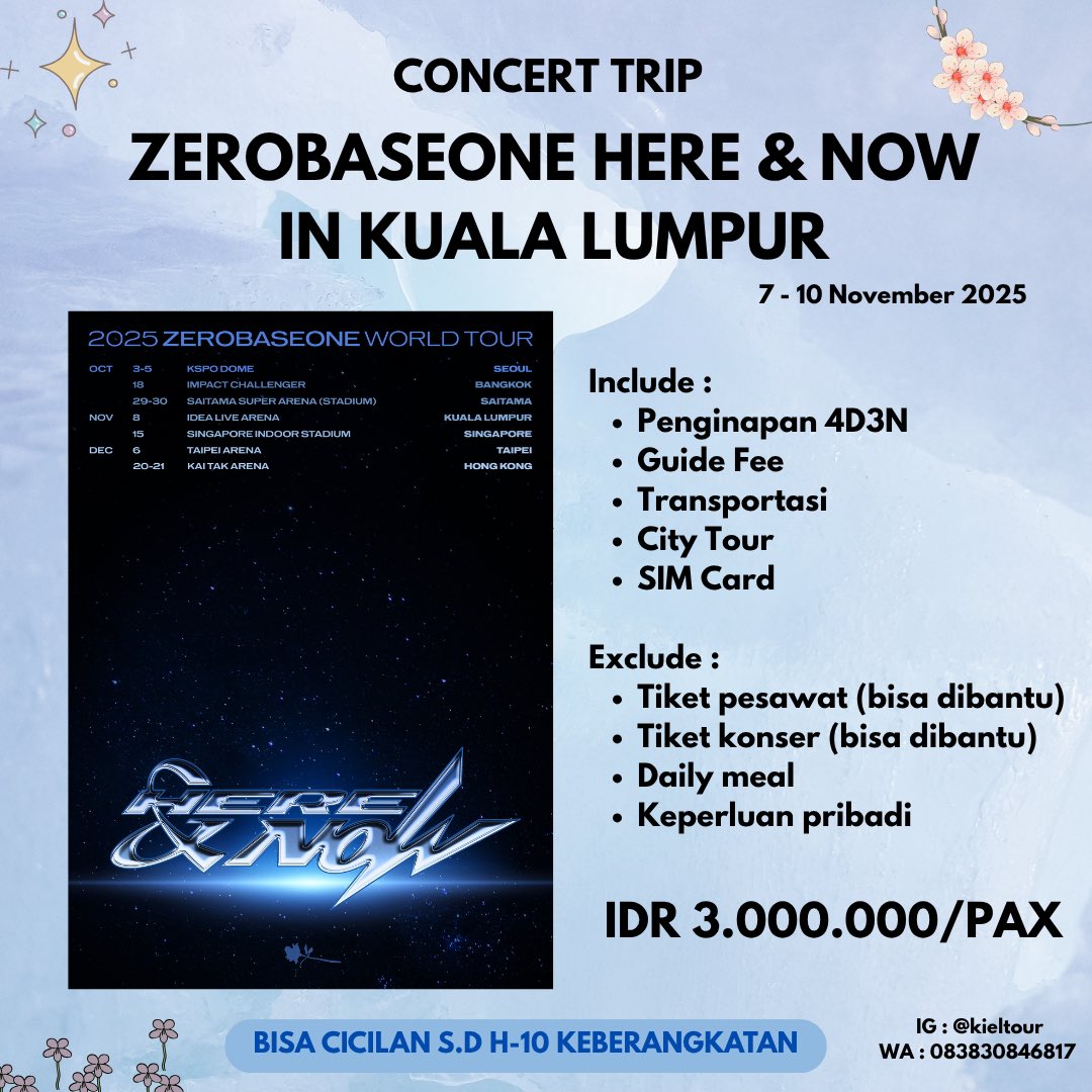 bucinyoung's tweet photo. OPEN TRIP ZEROBASEONE HERE &amp; NOW BANGKOK - KUALA LUMPUR - SINGAPORE

💰?? Cek pict

DP 1 juta/pax. Sisanya? Bisa dicicil s.d h-10 keberangkatan

Join atau tanya-tanya dulu?? Bisa langsung dm atau https://t.co/KbjqubieFf yaa🙌🏻

tag bkk kl sg tour zb1 
#제로베이스원 #HEREANDNOW https://t.co/sVuoiENTyh