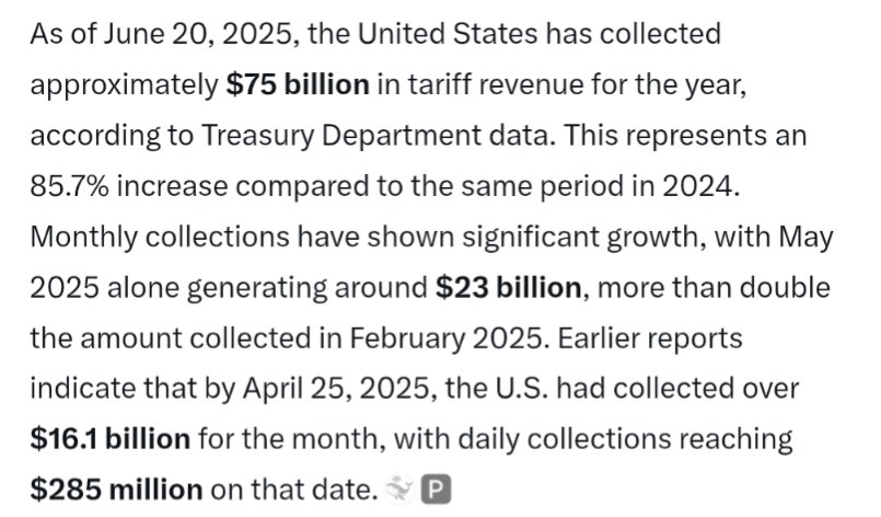tariffs are flowing in. no sign of tariff being passed on to consumers. who is paying? China, importers, businesses. tariffs will hit profit margins in 2Q earnings