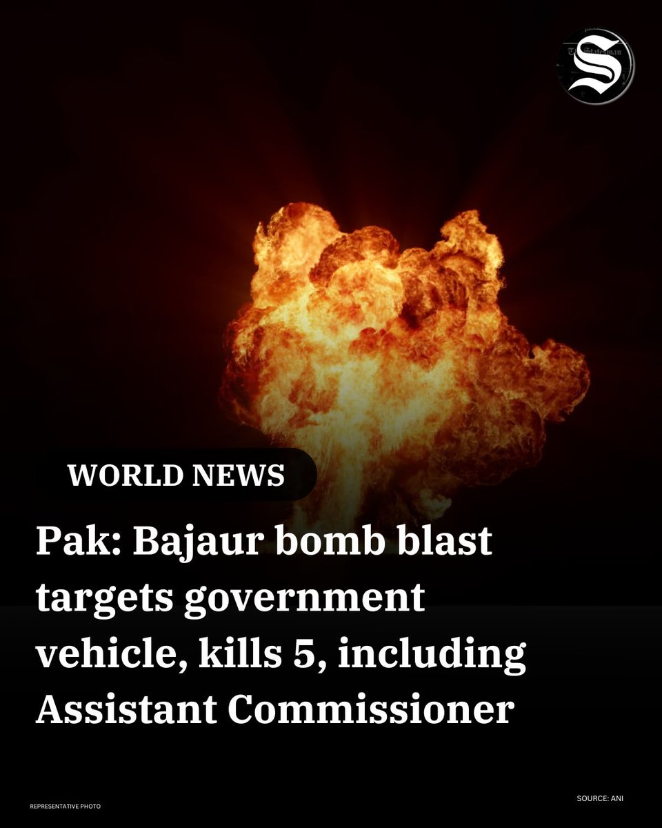 TheStatesmanLtd's tweet image. A #bombexplosion in Bajaur district's Khar tehsil on Wednesday killed at least five people, including an assistant commissioner, and injured 11 others. The blast targeted a government vehicle on Nawagai Road, causing significant damage.

#Pakistan #TheStatesman