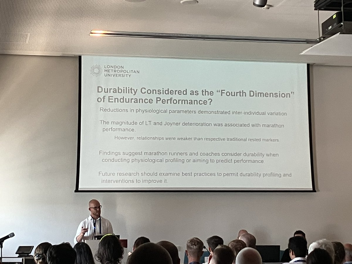 James Rutherford (@thejblade) on Twitter photo Very cool <a href="/E_C_S_S/">ECSS</a> presentation by <a href="/benhunter92/">Ben Hunter - @benshunter.bsky.social</a> about durability and marathon running performance! Is endurance performance improved with increased resilience to the deterioration of VO2max, VO2max at LT & running economy during prolonged exercise 🤔
<a href="/LondonMet_SST/">London Met Sports Science and Therapy</a> #ECSS2025 Very cool <a href="/E_C_S_S/">ECSS</a> presentation by <a href="/benhunter92/">Ben Hunter - @benshunter.bsky.social</a> about durability and marathon running performance! Is endurance performance improved with increased resilience to the deterioration of VO2max, VO2max at LT & running economy during prolonged exercise 🤔
<a href="/LondonMet_SST/">London Met Sports Science and Therapy</a> #ECSS2025