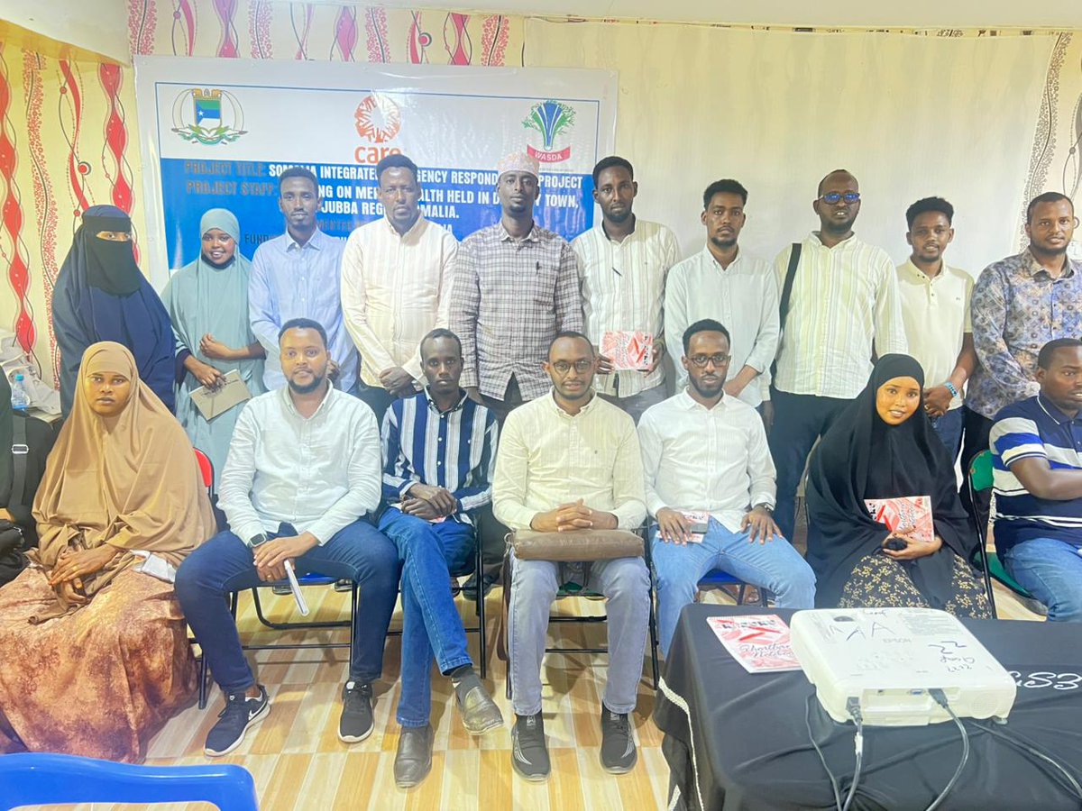 WasdaSomalia's tweet photo. Strong minds, stronger communities!

Wasda Conducted mental health training in Dhobley under #SIERP project funded by BHA/USAID through CARE international that equips frontline workers to identify, support &amp; respond to mental health needs.
#SIERP #MentalHealth #WASDA #Dhobley https://t.co/0gBamVpCku
