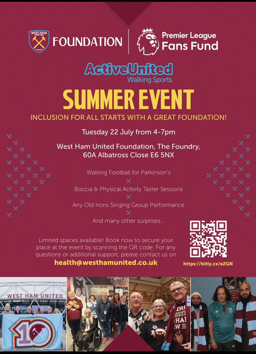 Steve Linton (@stevelinton7) on Twitter photo Active United, supported by the <a href="/WestHam/">West Ham United</a> United Foundation, offers walking sports programs, including walking football and walking basketball, in Newham, London.
These programs are designed to be inclusive and accessible, promoting physical activity and social interaction for Active United, supported by the <a href="/WestHam/">West Ham United</a> United Foundation, offers walking sports programs, including walking football and walking basketball, in Newham, London.
These programs are designed to be inclusive and accessible, promoting physical activity and social interaction for