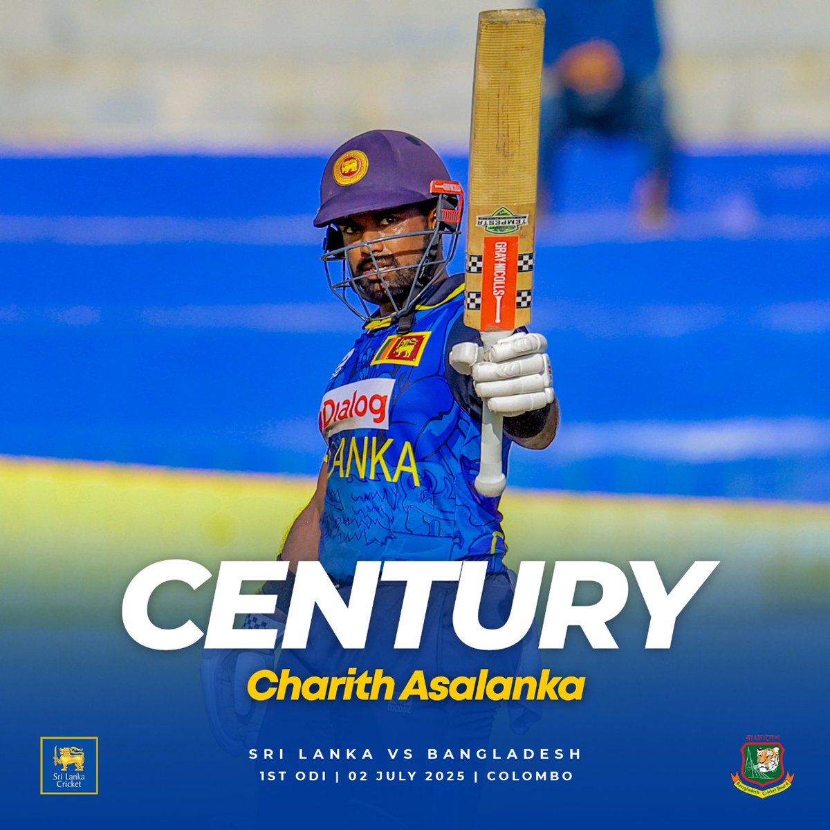 A magnificent milestone for our skipper, Charith Asalanka, who smashes his 5th ODI hundred!

But that's not all – he's now equalled a remarkable record, hitting 4️⃣ hundreds at RPICS Colombo! He joins an elite list alongside legends Virat Kohli, Sachin Tendulkar, and Sanath