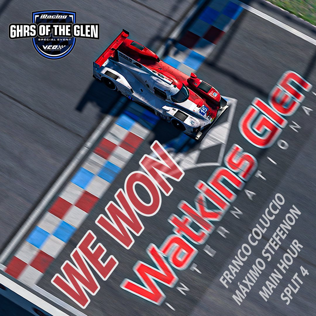 💯GANAMOS LAS 6H DE WATKINS GLEN!💯

Vamos a lo importante!! Una vez más logramos llevarnos la victoria en WG y esta vez con el LMP2! 🔥

#francocoluccio y <a href="/maxistefenon/">Maximo</a> lograron un desempeño impresionante, que sin errores y un ritmo similar al Top 3 del Top Split (si, el de los