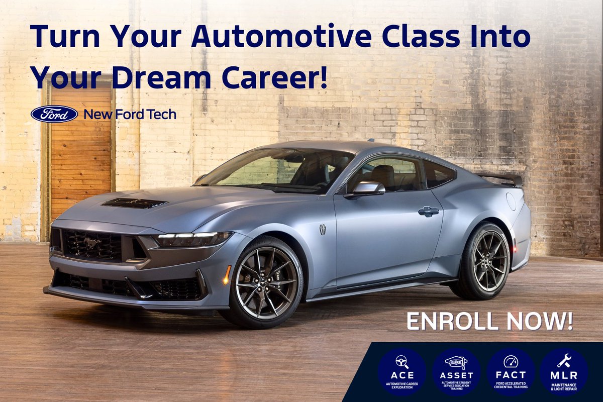 Do you enjoy your automotive class? Think about turning it into a career! 🔧🚘

#AutomotiveTechs are in demand and #NewFordTech programs like ASSET, FACT and MLR can help build your skills and knowledge to work at a Ford dealership! Learn more ➡️ spr.ly/601045swy