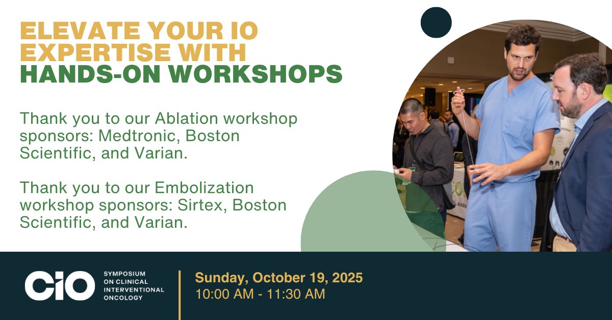 The IO Meeting (@cio_oncology) on Twitter photo Join us at #CIO2025 on Oct. 19 for expert-led Ablation & Embolization workshops. Hands-on training, cutting-edge tech, and real-world IO insights await!
Secure Tier 2 rates now: hubs.ly/Q03vx8--0
<a href="/docTPlive/">Tino Peña</a> <a href="/DieHCCDie/">Ed Kim</a> <a href="/Gina_Landinez_/">Gina Landinez</a> <a href="/abijaoudehn/">Nadine Abi-Jaoudeh</a> Join us at #CIO2025 on Oct. 19 for expert-led Ablation & Embolization workshops. Hands-on training, cutting-edge tech, and real-world IO insights await!
Secure Tier 2 rates now: hubs.ly/Q03vx8--0
<a href="/docTPlive/">Tino Peña</a> <a href="/DieHCCDie/">Ed Kim</a> <a href="/Gina_Landinez_/">Gina Landinez</a> <a href="/abijaoudehn/">Nadine Abi-Jaoudeh</a>