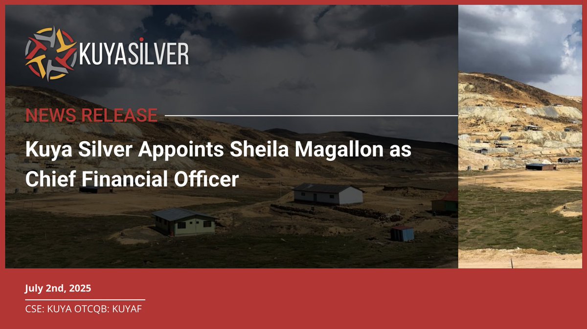 #NewsRelease | Kuya Silver Appoints Sheila Magallon as Chief Financial Officer

Visit our website for the full release 👉 bit.ly/4lencrK 

CSE: KUYA | OTCQB: KUYAF 

#Silver #Mining #SilverStocks #JuniorMining