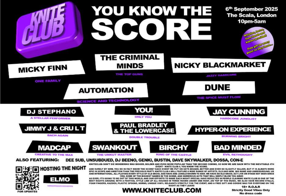 #Kniteclub 4 👀 September 6th @ Scala, London Kings cross... always an awesome night 🔥🎶 KniteClub.com for your ticket needs 🙌 Me and Beeno will catch you all there 👍
#kniteforcerecords #kniteforcecrew #kniteforceradio