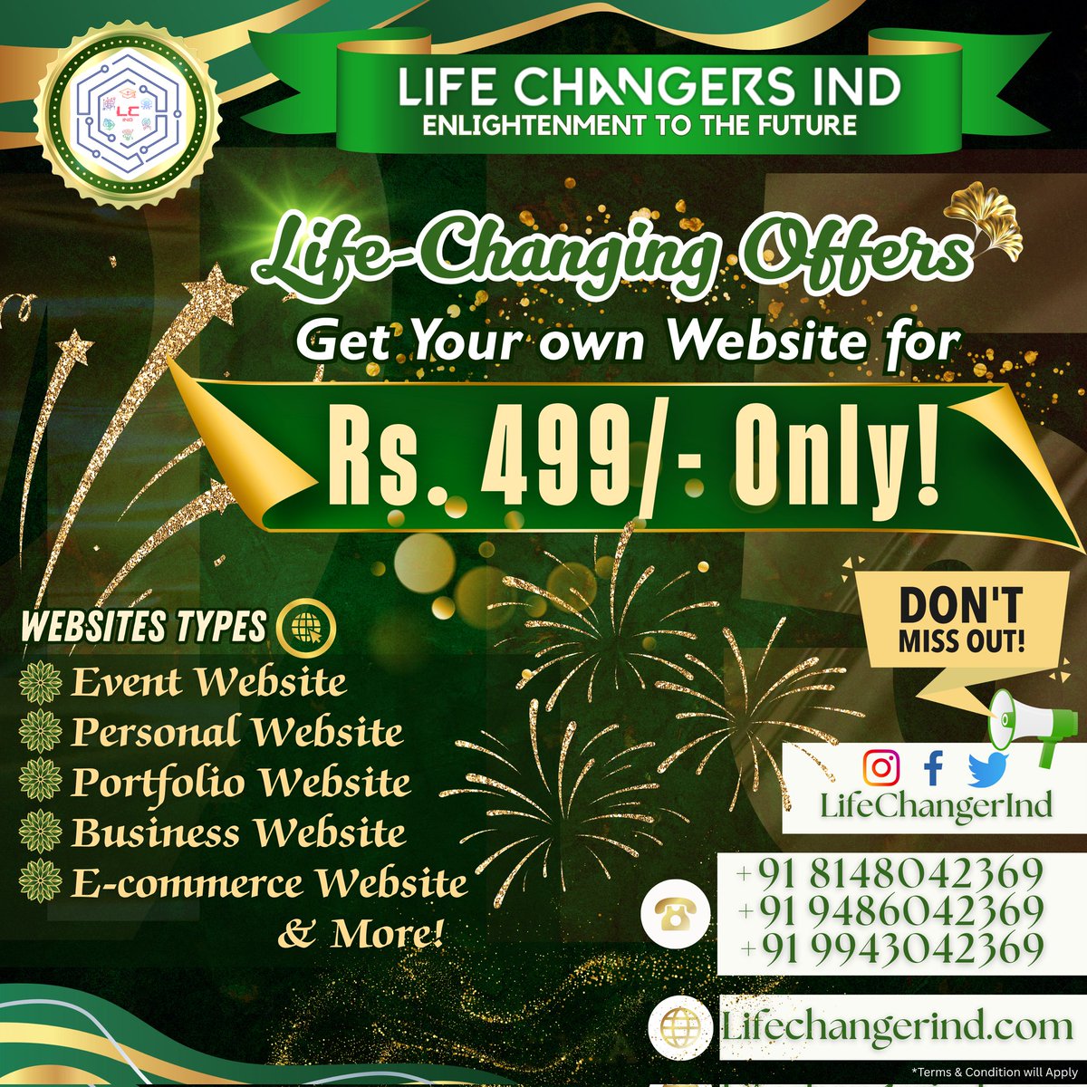 Lifechangersind's tweet image. 💻 Your Online Journey Starts At Just ₹499🎉 Get A Pro Website That Looks Sharp And Works Smart🤓 Without Breaking The Bank😉

#websitefor499 #Websiteforall #Godigitalnow #Dontmissout #TechSolutions #BusinessGrowth
#DigitalTransformation
#LCInd