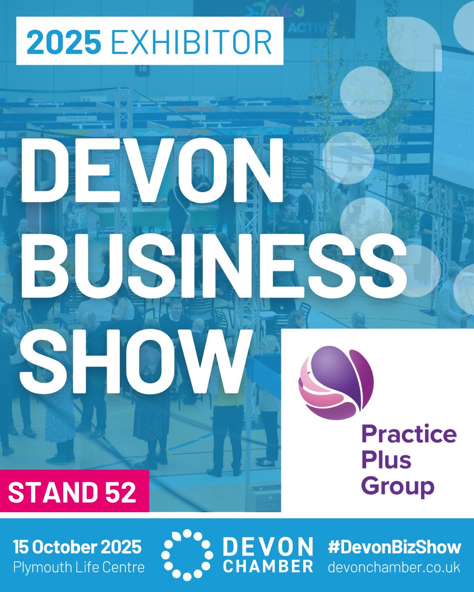 Devon Chamber of Commerce (@chamber_devon) on Twitter photo Congratulations to <a href="/PracticePlusGrp/">Practice Plus Group</a> on booking their stand for this year’s Devon Business Show 🎉
You’ll find them on stand 52 at Plymouth Life Centre on 15 October - and there’s still time to book your own #DevonBizShow stand at devonchamber.co.uk/devon-business…
<a href="/ActivePlymouth/">Plymouth Active</a> Congratulations to <a href="/PracticePlusGrp/">Practice Plus Group</a> on booking their stand for this year’s Devon Business Show 🎉
You’ll find them on stand 52 at Plymouth Life Centre on 15 October - and there’s still time to book your own #DevonBizShow stand at devonchamber.co.uk/devon-business…
<a href="/ActivePlymouth/">Plymouth Active</a>