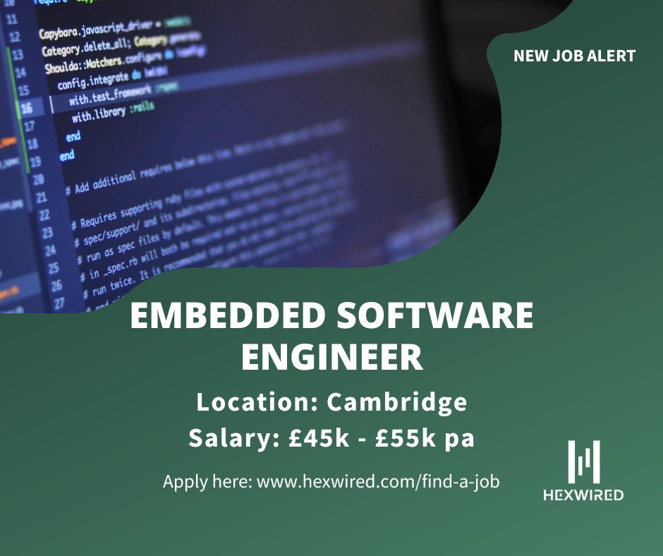 hexwired's tweet image. NEW JOB ALERT: Embedded Software Engineer💥
Position details:
📛Embedded Software Engineer
📌Cambridge
💷 £45K - £55K
Apply here➡️ ow.ly/Vbnk50Wis70
#HexwiredRecruitment #EmbeddedSoftwareEngineer #TechjobsinCambridge #TechHiring #JobVacancy #TechRecruitmentAgency