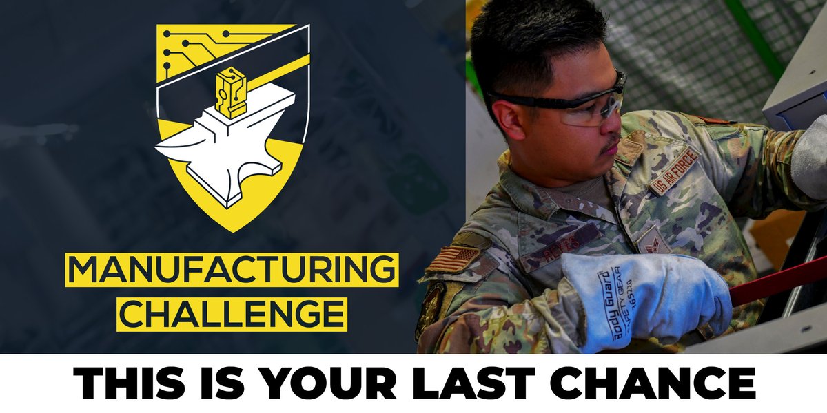 SpaceWERXDOD's tweet image. ⏳ Time’s running out! The AFWERX & SpaceWERX Manufacturing Challenge closes in 1 week.
Got bold ideas to transform defense manufacturing? Help scale advanced production & equip warfighters faster. 🛠️💡
Submit by July 9: afwerxchallenge.com/mfgchallenge