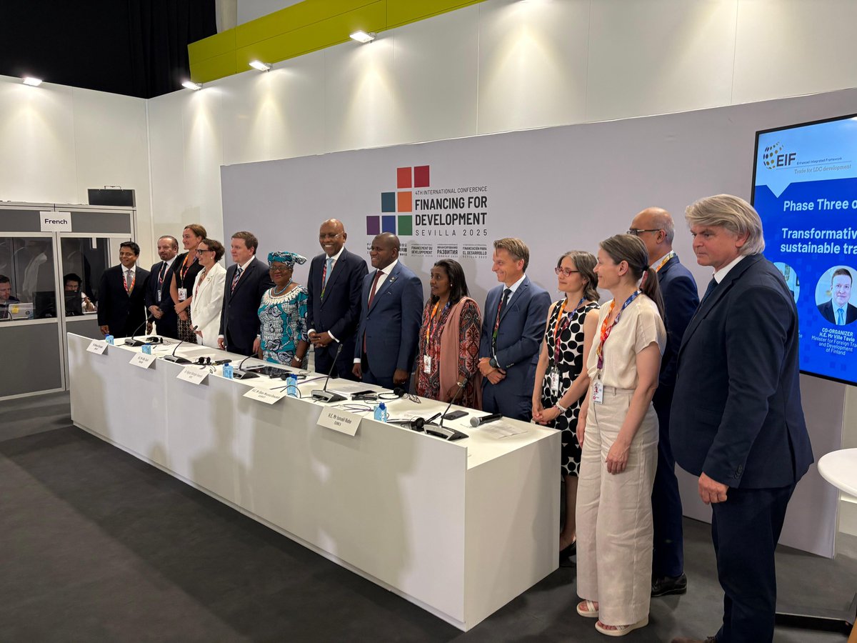 Enhanced Integrated Framework (@eif4ldcs) on Twitter photo Missed our event at #FFD4?
WTO DG <a href="/NOIweala/">Ngozi Okonjo-Iweala</a>, Djibouti, Finland & Guinea ministers, and UNCTAD SG <a href="/RGrynspan/">Rebeca Grynspan</a> highlighted the role of partnerships for LDC trade ๐ค
Phase Three vision & priorities were also discussed ๐
More on donor pledges soon! ๐
๐ bit.ly/44trapo Missed our event at #FFD4?
WTO DG <a href="/NOIweala/">Ngozi Okonjo-Iweala</a>, Djibouti, Finland & Guinea ministers, and UNCTAD SG <a href="/RGrynspan/">Rebeca Grynspan</a> highlighted the role of partnerships for LDC trade ๐ค
Phase Three vision & priorities were also discussed ๐
More on donor pledges soon! ๐
๐ bit.ly/44trapo