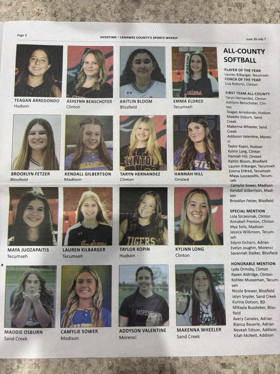 JenniferSower2's tweet photo. Congratulations to Camylie and all of the All-County Softball players🥎 https://t.co/wwXGbgiqLW