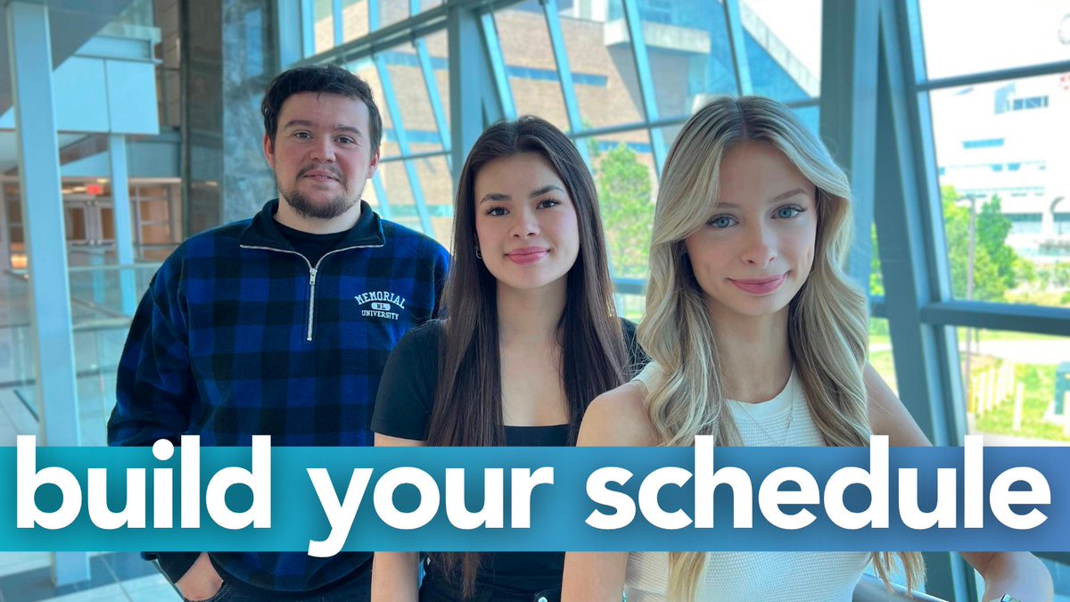 Need help selecting courses? You’re not alone! Join one of our upcoming 'Build Your Schedule' workshops led by Emily, your Student Experience Navigator. She’ll prepare you for fall registration and share tips from her first year at Memorial.
Sign up at mun.ca/undergrad/even….