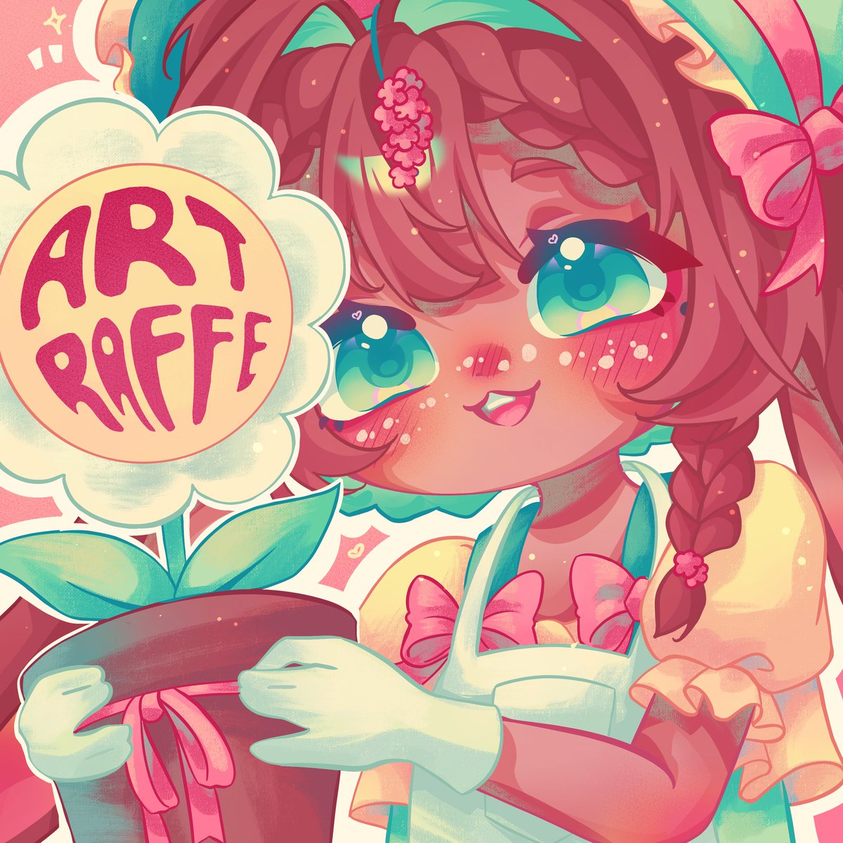 ✧*｡ ♡ART RAFFLE✧*｡ ♡

Prize:
-1st chibi wallpaper
-2nd chibi bust postage stamp

Rules: (1 entry)
- follow
-like + rt
- comment
-guess my favorite flower (+1 entry)

Ends on 16th july 

I'm hosting a raffle also on Ig with different prizes, you can enter there too 🎀