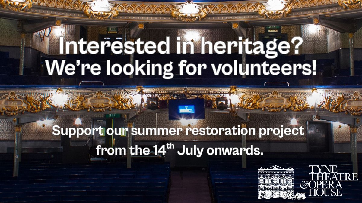 TyneOperaHouse's tweet image. Looking to fill your summer? We're looking for Gallery project volunteers! 🎭
The work will involve the lowering and restoring of traditional sightlines to improve audience comfort, safety and view.
Please email info@ttoh.uk for more details!