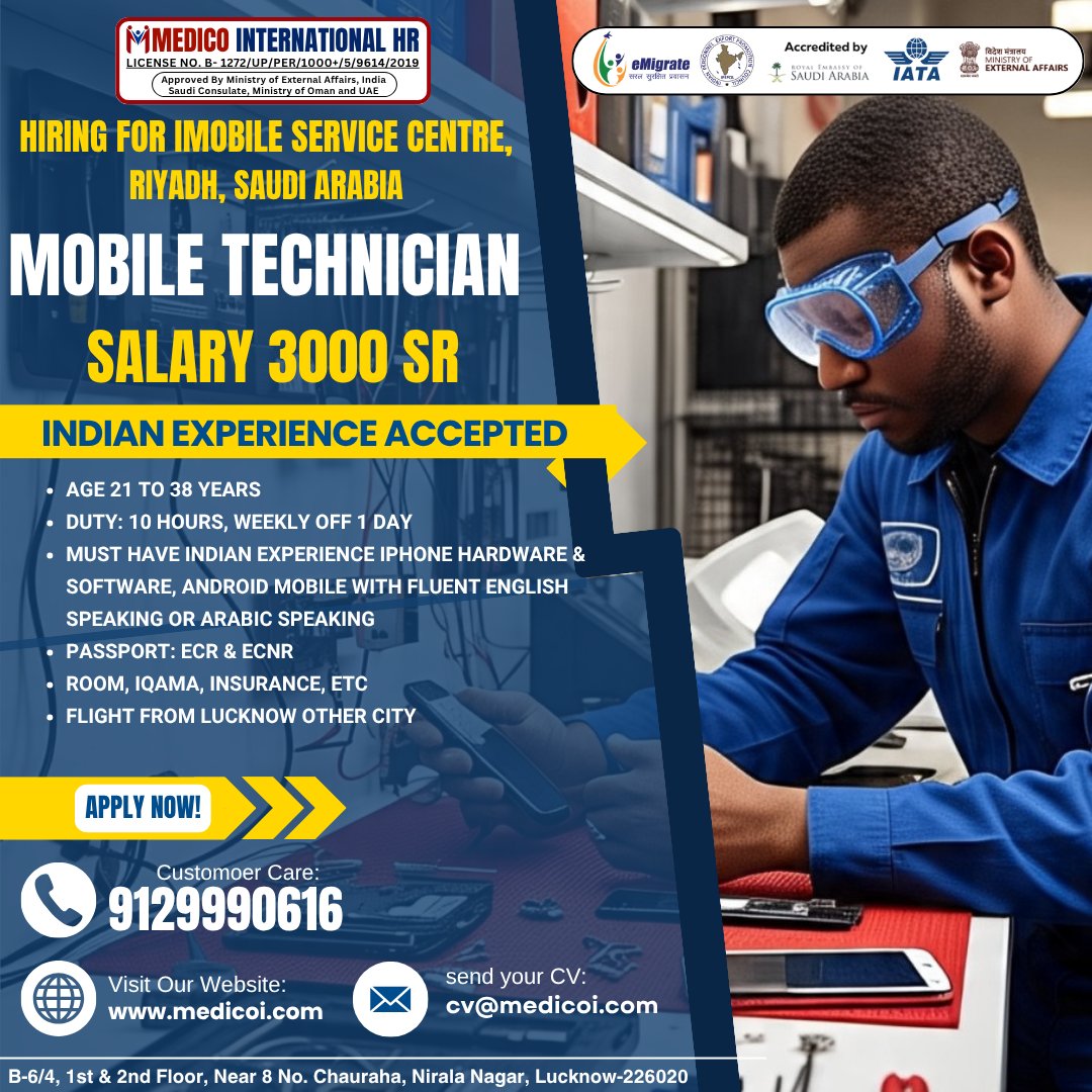 Workvisamedico's tweet image. Mobile Technician - Indian Exp. Accepted
Salary 3000 SR
----------------
 
#mobiletechnician #iphone #mobilerepair #mobileservice #mechanic #mobilemechanic #pro #promax #mobilerepairshop #iphonerepairing #mobile #phonerepair #smartrepair #applerepair #iphonebatteryreplacement