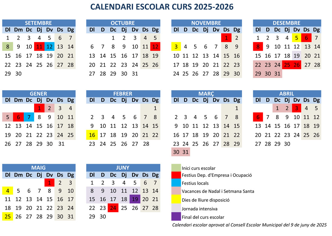 🎒El passat 9 de juny, el Consell escolar municipal va aprovar el calendari escolar per al curs 2025-2026
ℹ️ llam.cat/educacio
#LliçàdAmunt