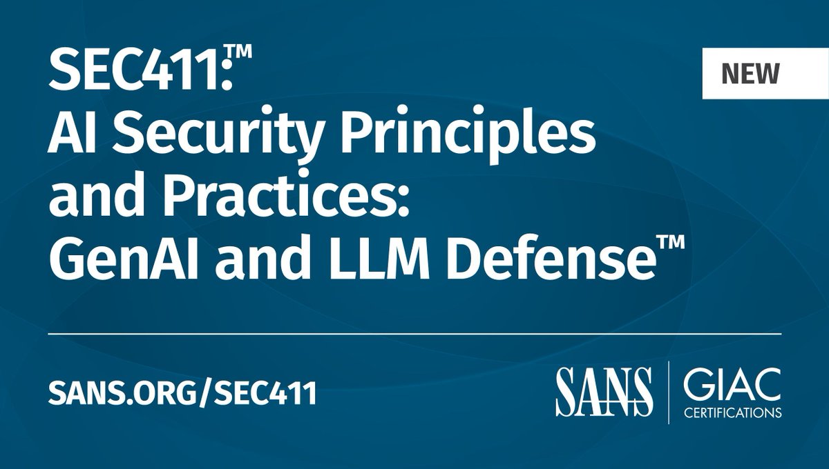 🔍 Prompt injection. Adversarial use. Compliance gaps.
SEC411 tackles the real-world threats GenAI brings to your environment.
Sign up to get notified when the course launches:
🔗 sans.org/u/1BDF