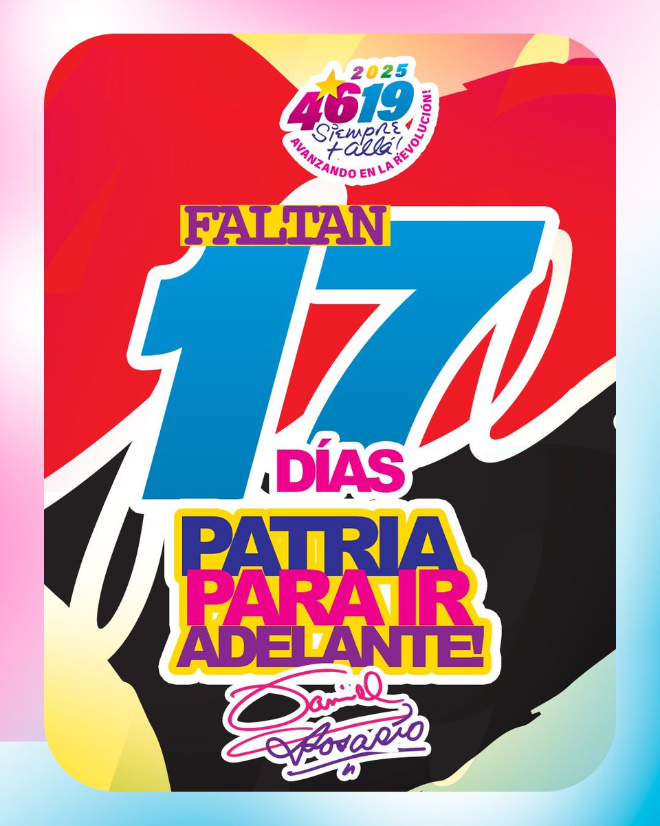 🔰 Cada día más cerca, faltan 17 días para la celebración de nuestras victorias! 
Otro 19 más en Revolución! 🔴⚫️

#Nicaragua #4519SiempreMásAllá