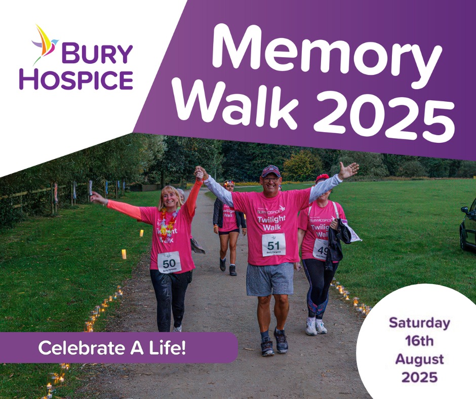 Our Memory Walk will take place on Saturday, August 16th. The walk will start and finish at Burrs Country Park with a DJ and food vendors on site for an afternoon of entertainment. To join us as we walk in memory of all those we love and miss, visit buryhospice.org.uk/events/memory-…