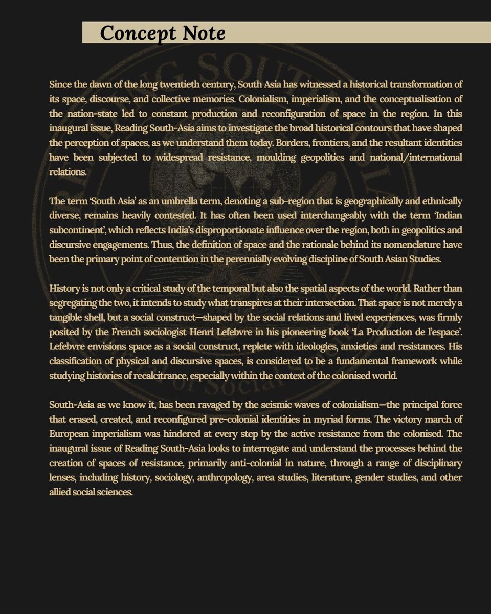 readingSAsia's tweet image. We invite extended abstracts (350–500 words) for our inaugural issue by 25 July 2025.
Please submit your abstract, along with a one-page CV, at forms.gle/iRGMGmotRgkWZC…
In case of queries, write to us at editors@readingsouthasia.com.