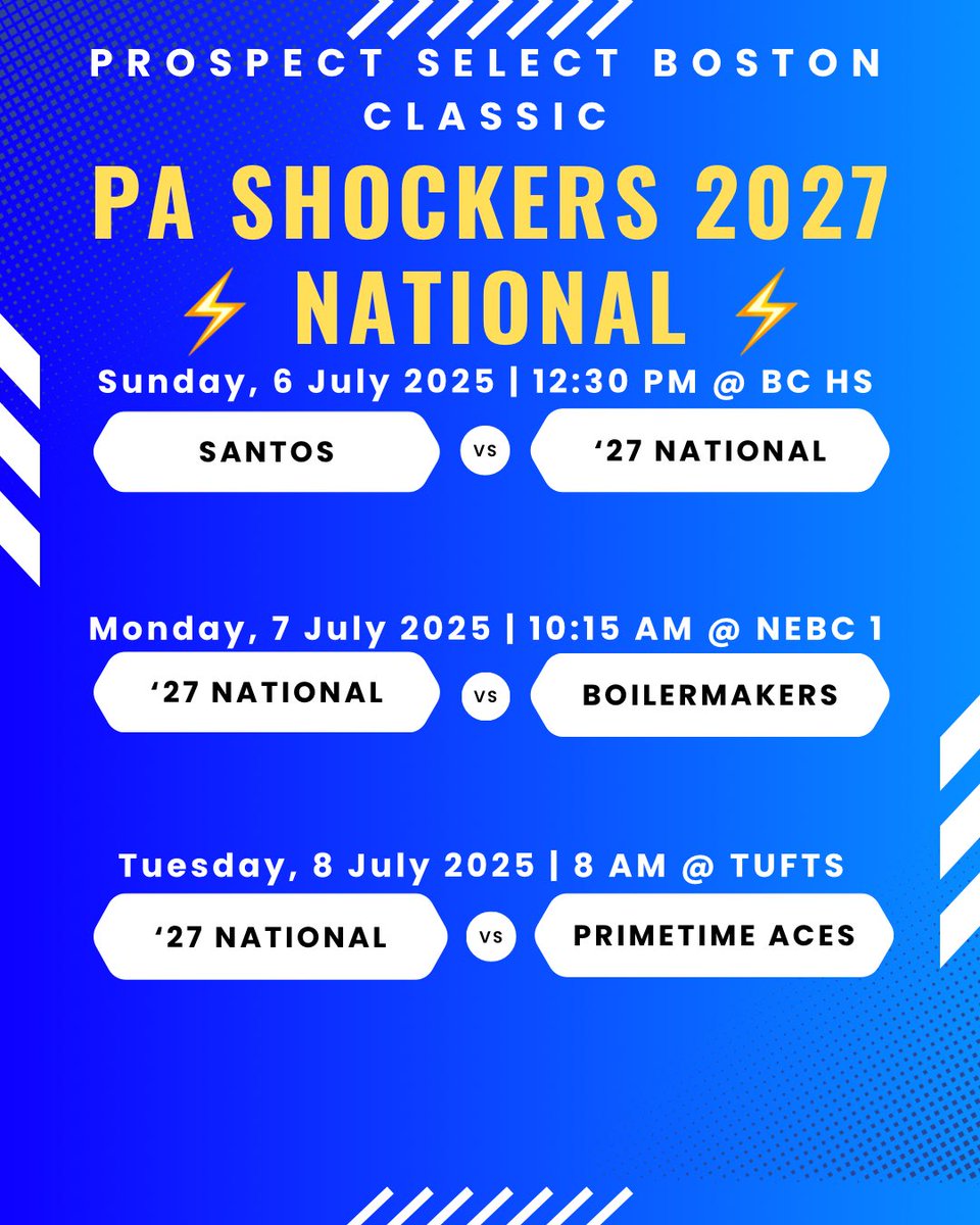 Shockers Baseball (@pa_shockers) on Twitter photo ‘27 National <a href="/PSBaseballinc/">Prospect Select</a> Boston Classic Schedule‼️
Rotation to be announced later!
#ShockerUp ‘27 National <a href="/PSBaseballinc/">Prospect Select</a> Boston Classic Schedule‼️
Rotation to be announced later!
#ShockerUp