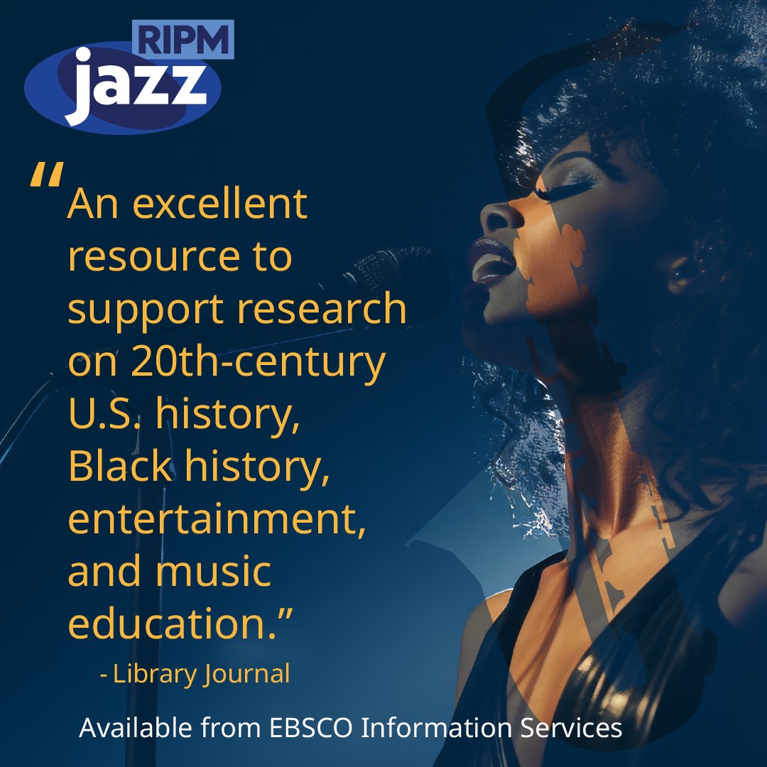 EBSCO's tweet image. .@LibraryJournal recently recognized RIPM Jazz Periodicals for its coverage of jazz’s influence on 20th-century history, politics, and culture. Explore the review to see how it supports academic research.🎵
ow.ly/9U0n50WhNcN 

#JazzHistory #CulturalStudies #LibraryJournal