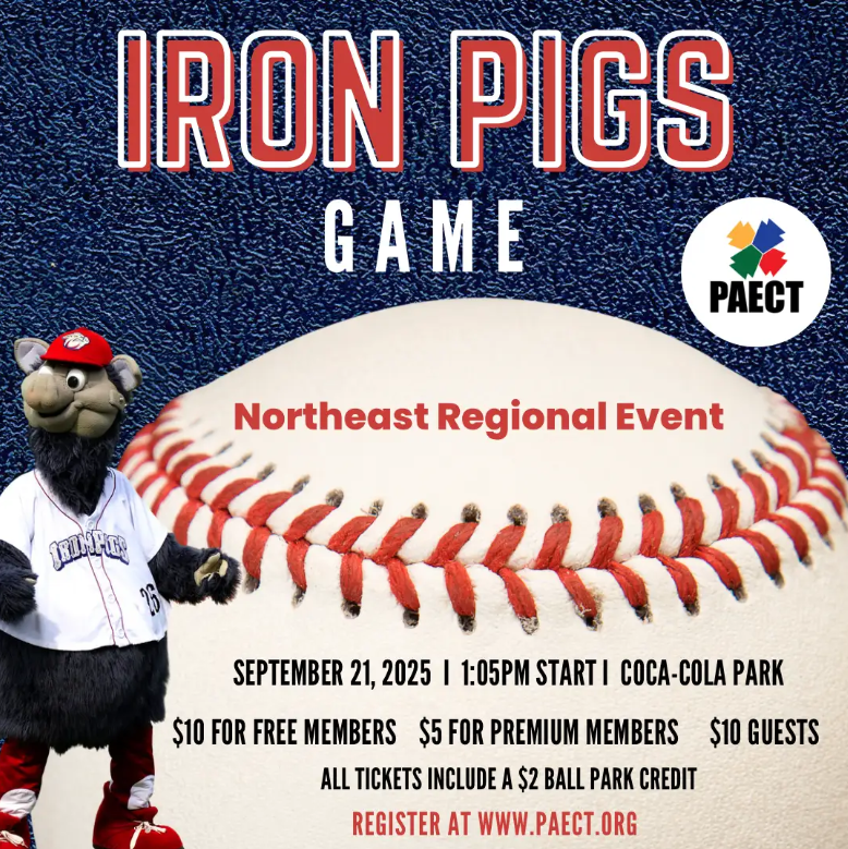 Take me out to the ball game. . . !

Join Northeast PAECT at Coca Cola Park to see the Iron Pigs play their final game against Syracuse Mets at 1:05 PM.
Tickets are only $5 for Premium PAECT members and $10 for free members and guests.
paect.org/event-6239782