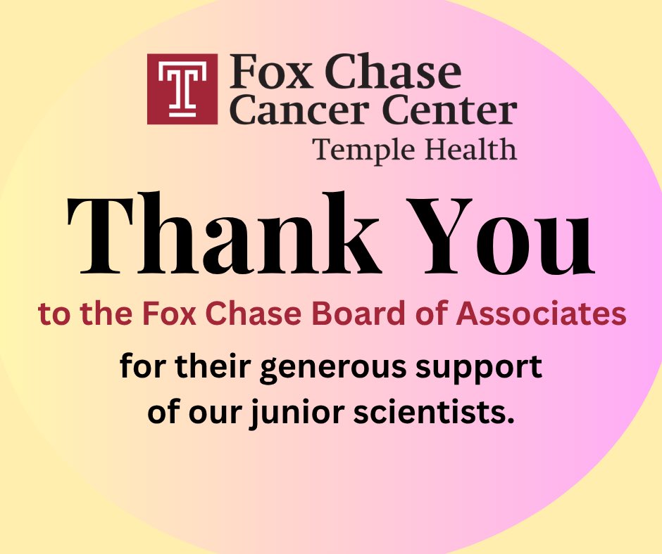 Fox Chase Academic Affairs (@fcccacademics) on Twitter photo A huge π§πππ‘π π¬π’π¨ to the Board of Associates at <a href="/FoxChaseCancer/">Fox Chase Cancer Center</a>, including President Barbara O'Donnell, for awarding $65,000 to the Postdoctoral Fellowship Program, along with an additional $16,000 to support housing improvements and professional development. π§¬π€ A huge π§πππ‘π π¬π’π¨ to the Board of Associates at <a href="/FoxChaseCancer/">Fox Chase Cancer Center</a>, including President Barbara O'Donnell, for awarding $65,000 to the Postdoctoral Fellowship Program, along with an additional $16,000 to support housing improvements and professional development. π§¬π€