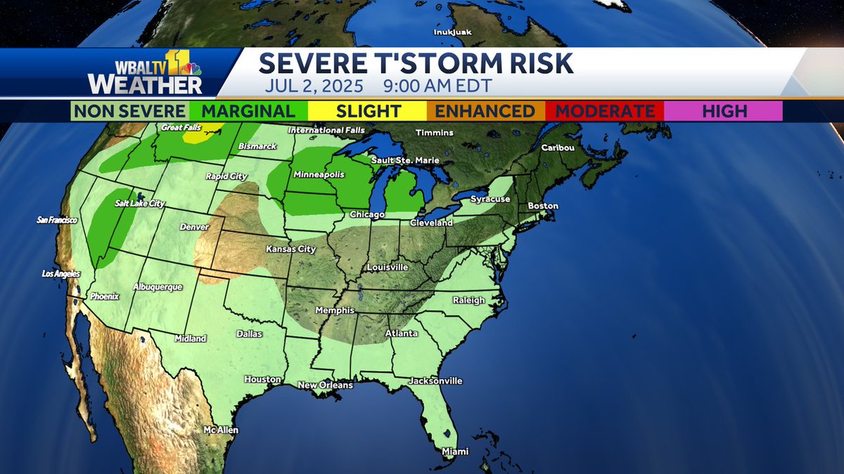 Here is the latest severe weather outlook from the Storm Prediction Center.
