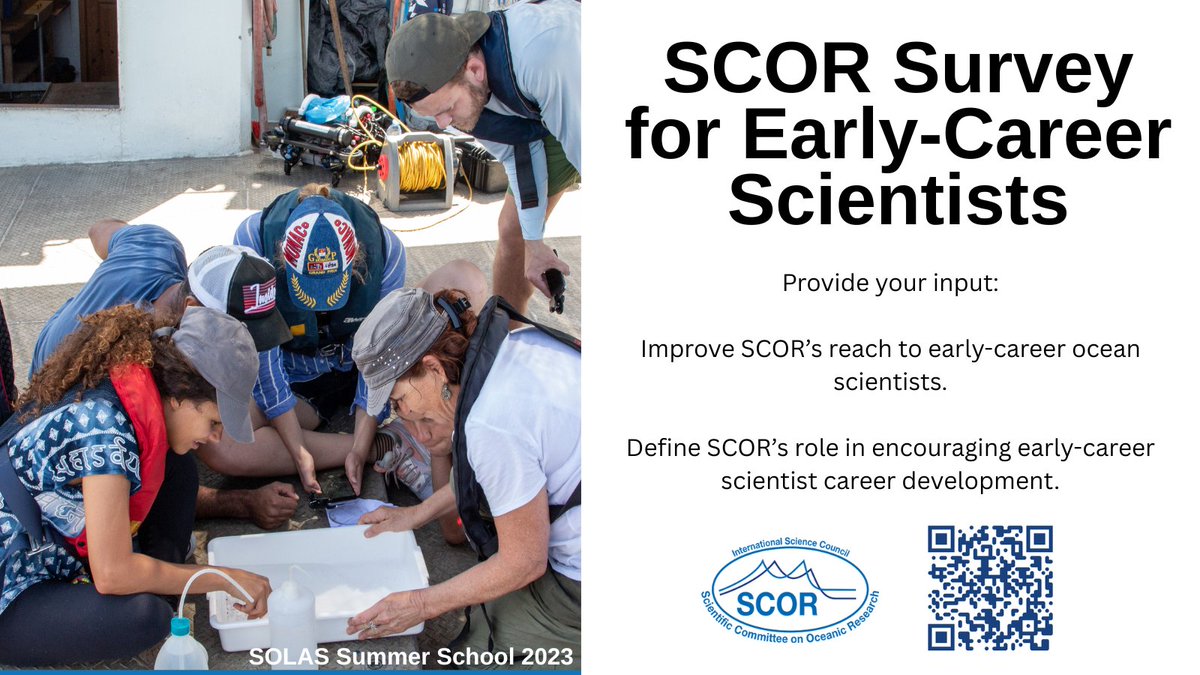 #ECR input needed! Help SCOR serve early-career scientists better by contributing to the survey: surveymonkey.com/r/SCOR-ECOP