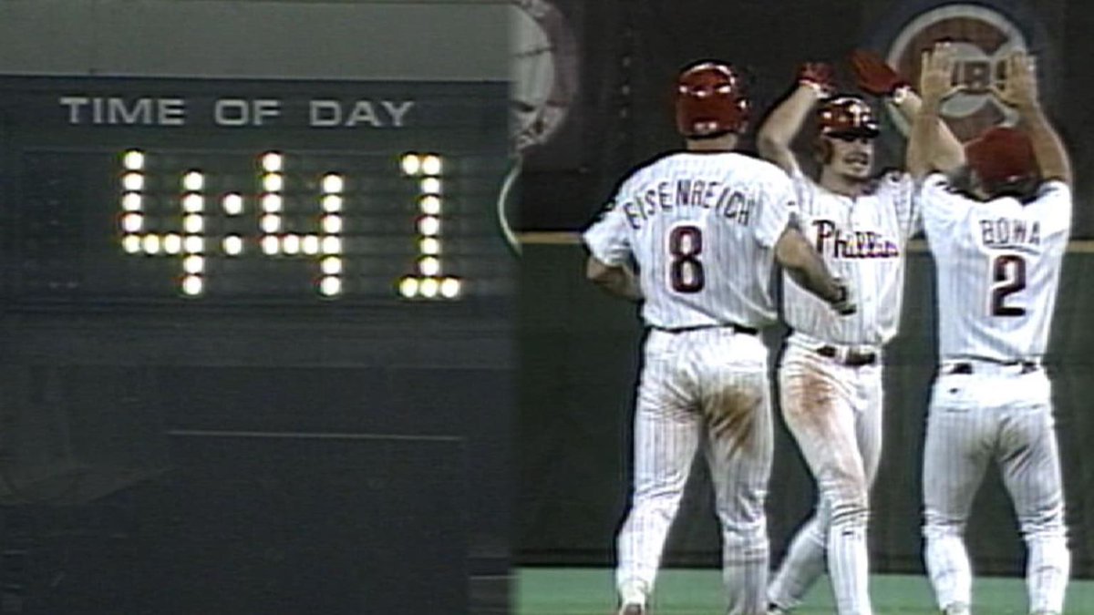 JClarkNBCS's tweet photo. With the Phillies and Padres playing a doubleheader today, how coincidental that on this date in 1993 the Phillies and Padres started a doubleheader that ended around 4:40 AM with Mitch Williams getting the game-winning hit! https://t.co/vwKoTSw72R https://t.co/Ww9C8gEuAS