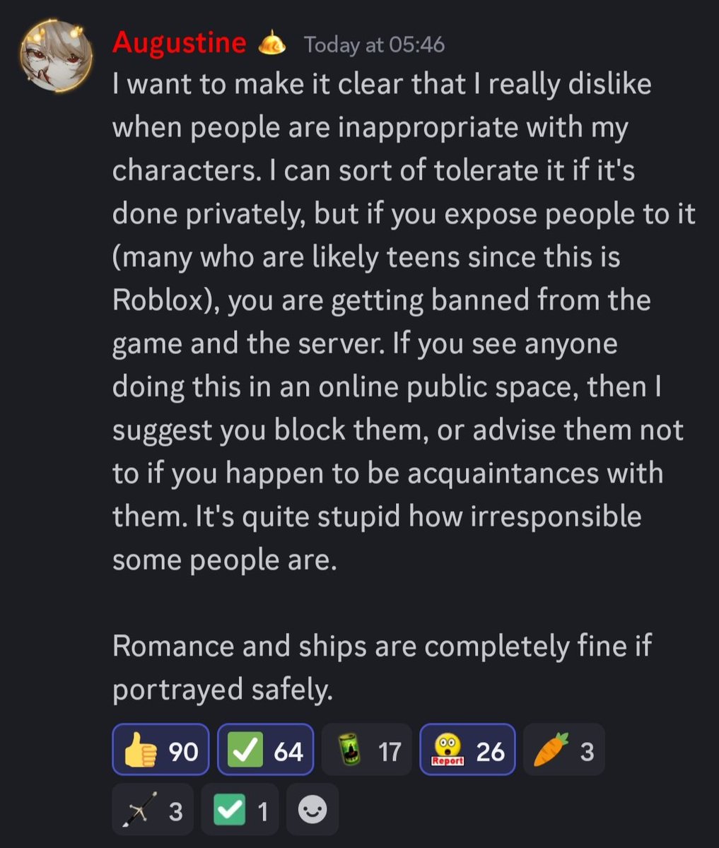 sonadowyuri's tweet photo. not to mention augustine has given a direct statement on this subject, and does not want this type of art posted publicly. https://t.co/AGwXFaII6y