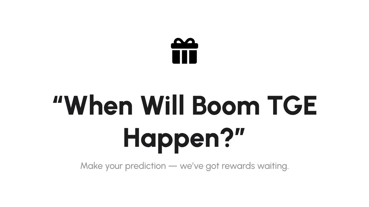 🚀 Boom TGE is coming… but can you guess when? 👀

Comment your guess:
W1 — This week
W2 — Next week
W3 — The week after

💡 Drop your choice + your Solana wallet address (must be connected to app.gamerboom.org)
🔁 RT this post

We’ll randomly pick 10 lucky winners — each