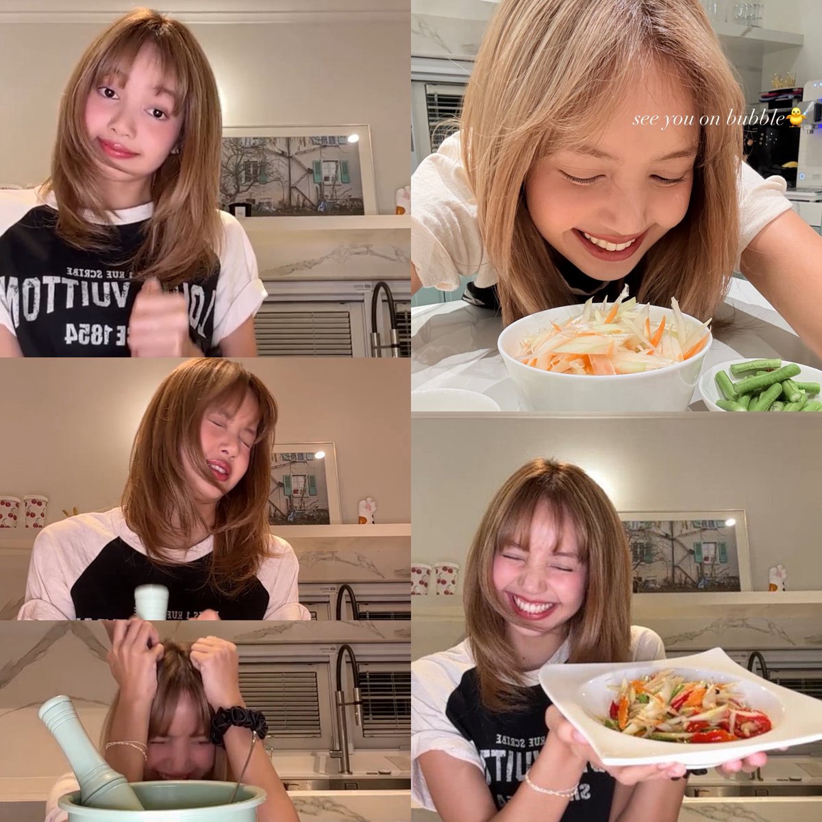 Lalisadenmark's tweet photo. HER:
💌Invited #lilies to cook with her! 
🎬 Start cooking 🍳 
😫 Struggles alongside lilies 
😋Done and happy with the result! 

#lisaxliliesxcooking #cheflisa https://t.co/wcS2Sv2Bmx