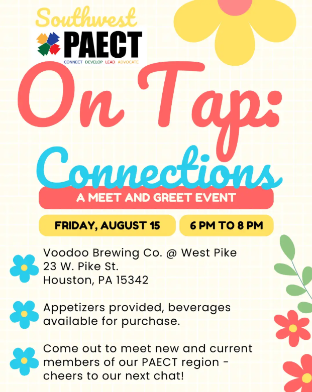 Join Southwest PAECT at Voodoo Brewing in Canonsburg!  Connect with current members as well as help us welcome new stars to the region.

Appetizers will be provided, and beverages are available for purchase.

Register here: paect.org/event-6236526