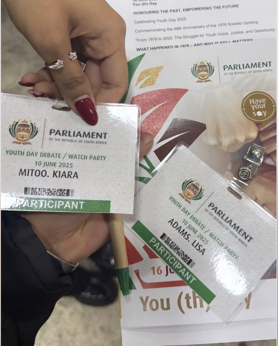 real_lisa_adams's tweet image. Youth Month South Africa Mantra for 2025: 
“NOTHING ABOUT US, WITHOUT US&quot; 🔥 

Last Month I was invited to Parliament to represent change-makers in the Youth Space. Myself and Kiara Mitoo (Citizen Code Chief Intern 🚀 ) met various Ministers, observed the National Youth Debate &amp;amp;…