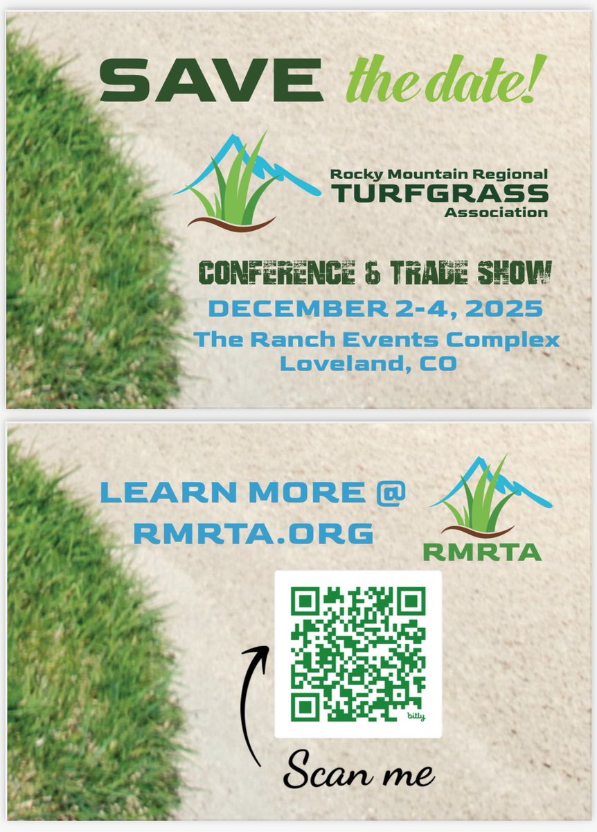 Two opportunities to hear from Lew Sharp on #bentgrass at the 2025 #RMRTA #Conference and #TradeShow.  Scan the QR to register today!  #Turf #TurfManagement #Golf #golfcourse #golfcoursemanagement