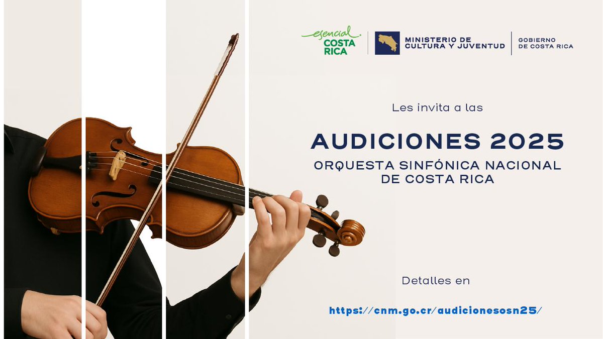 CostaRicainBE's tweet photo. 🎻La Orquesta Sinfónica Nacional de Costa Rica abre su convocatoria de audiciones nacionales e internacionales.
🗓️ Inscripciones: 30 de junio - 4 de julio
ℹ️ Información: https://t.co/QLgeWrZL0v
🎶Aproveche la oportunidad para formar parte de esta prestigiosa institución musical. https://t.co/QKK0gfc4UY