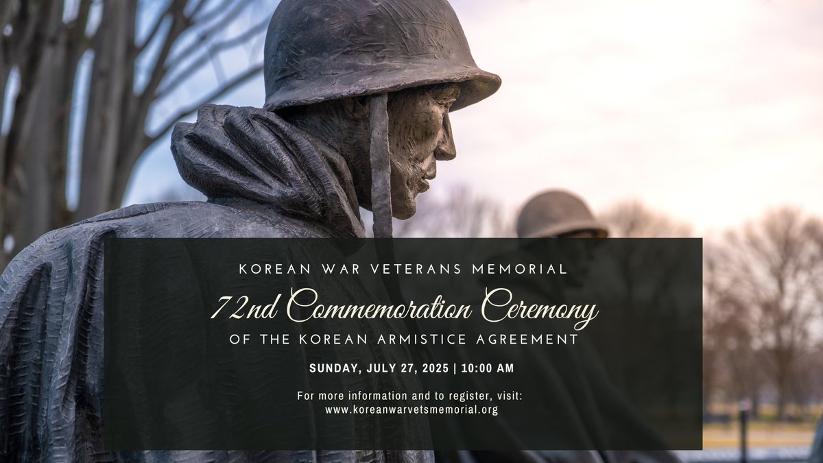 KWVMF1's tweet photo. We invite you to join us on July 27th at 10 a.m. at the Korean War Veterans Memorial.

Register - https://t.co/lCBgD6WKsG

#KoreanWar #koreanwarmemorial #koreanwarveteran #neverforget #honor #alwaysremember https://t.co/2E2VqF5ut4