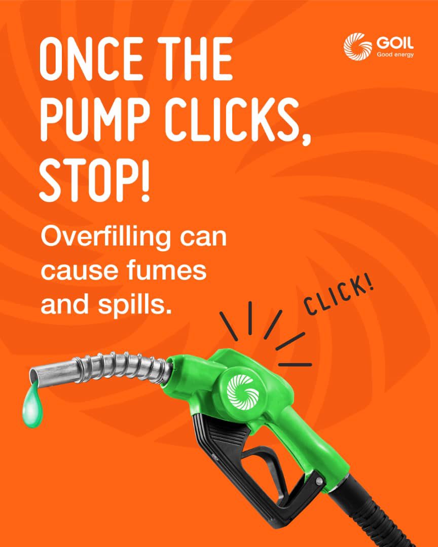 GOIL_Official's tweet photo. From turning off your engine to avoiding overfilling, the small things matter. Your safety and that of others start at the pump. At GOIL, we’re all about Good Energy, and that means fueling responsibly, too.

Tag someone to see this

#GoodEnergy #GOILCares #proudlyghanaian https://t.co/Evg1fHqzFB