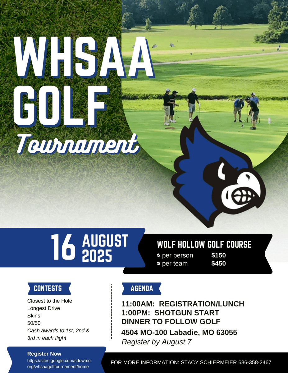 SDofWashington's tweet image. WHSAA Golf Tournament Takes Place Saturday, August 16. Click the link below for more details.
tinyurl.com/4ckufkdf