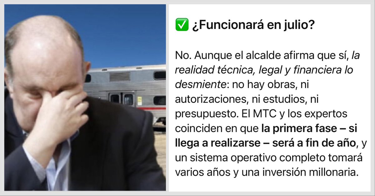 Hasta ChatGPT dice que el Tren Bamba de López Aliaga NO entrará en funcionamiento, por un buen rato, debido a una absoluta falta de planificación! Adecuar la vía ferroviaria, implementar señalización y solucionar el lío con la altura de los puentes costará US 1000 millones más
