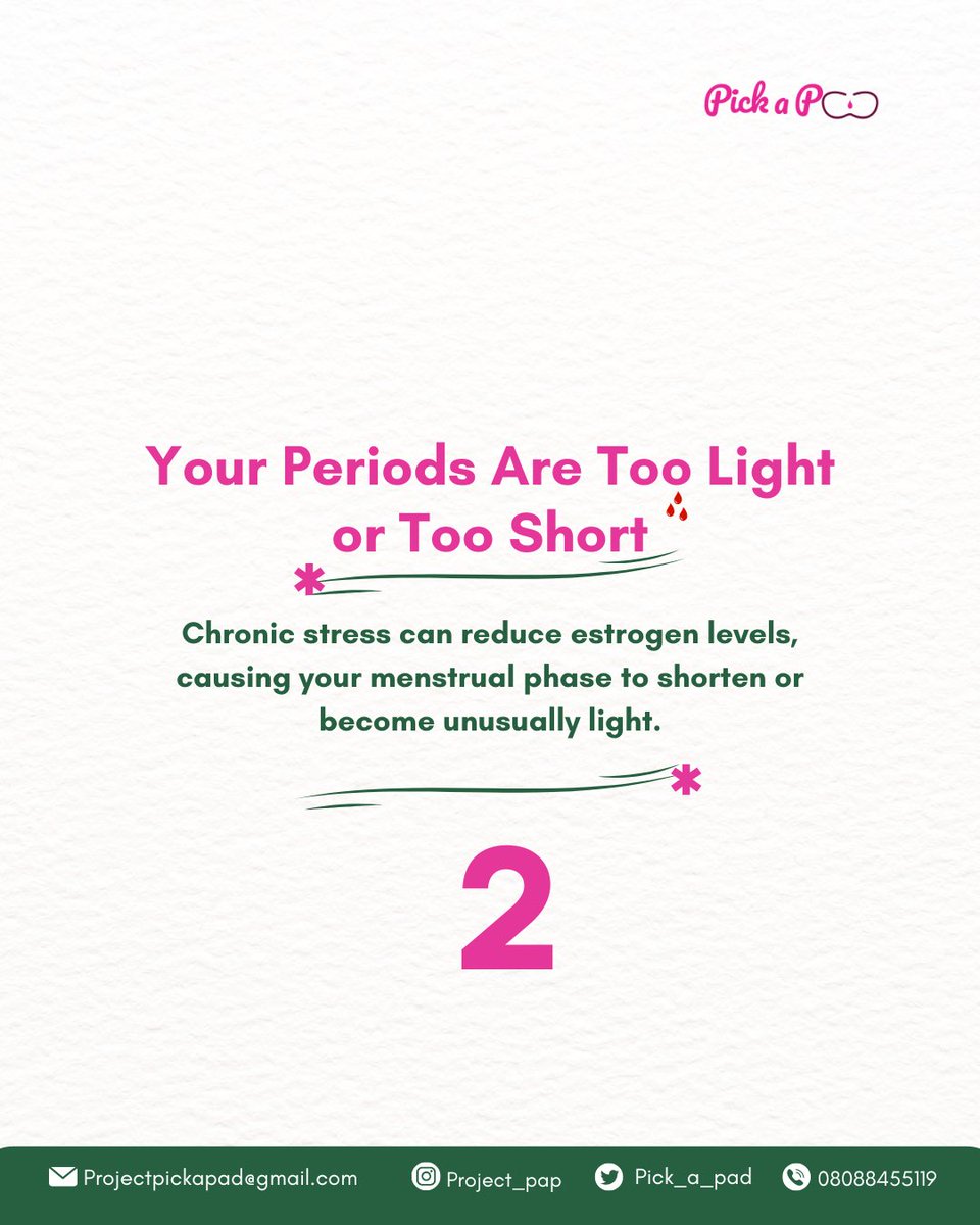 pick_a_pad's tweet photo. Is stress hijacking your cycle?
Your body isn’t just tired, it’s trying to tell you something.
✨Have you noticed any of these signs lately?
You’re not alone,and it’s okay to talk about it.
Because when we understand our cycle, we take back control.✨❤️
#periodtalks #stress https://t.co/k2fm0sT3Yn