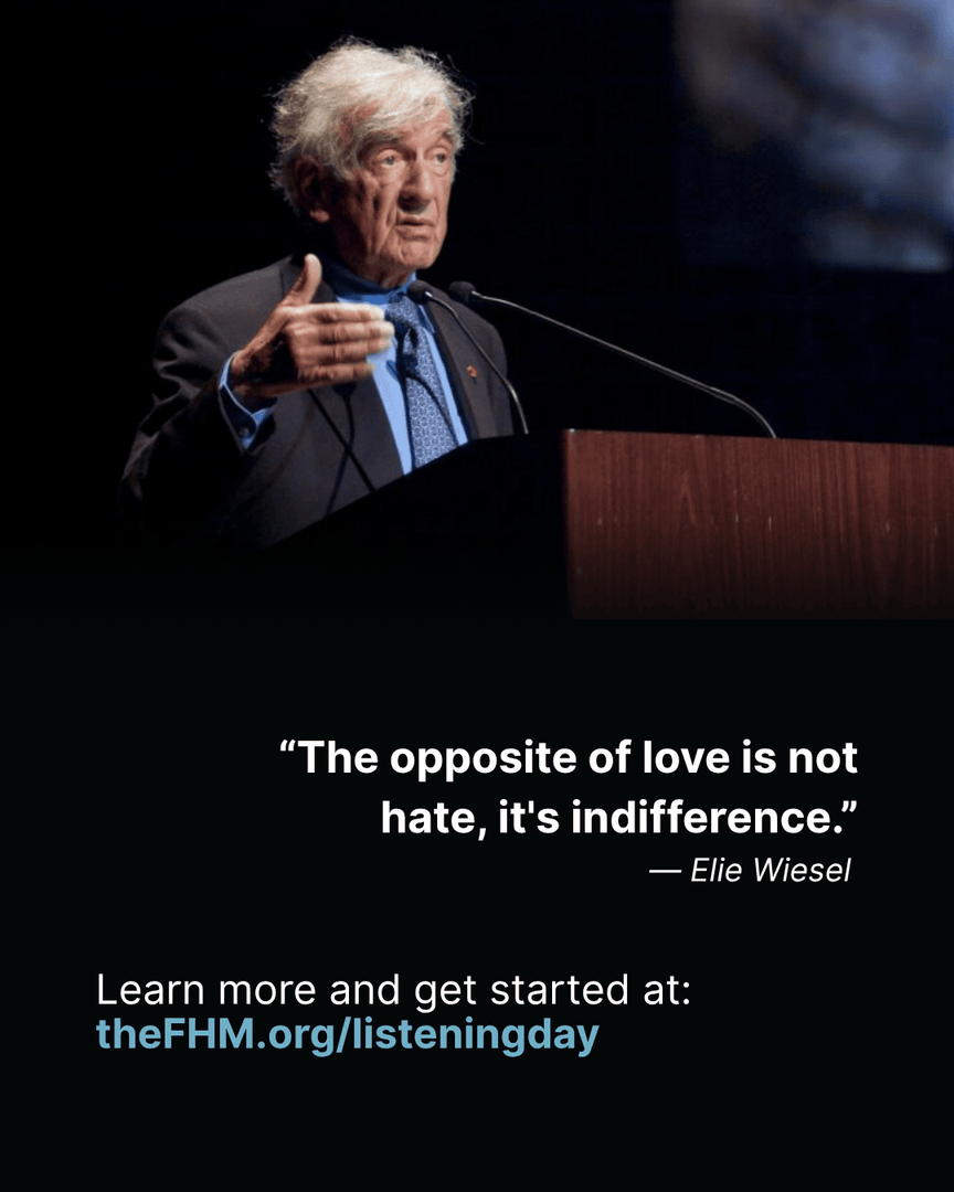FLHolocaustMus's tweet image. Let today be the day the world truly listens.
Listening to Elie Wiesel – A Global Day of Reflection & Action
The Florida Holocaust Museum invites you to do more than remember—we invite you to listen, reflect, and act.
Wiesel’s voice still speaks powerfully through his books,…