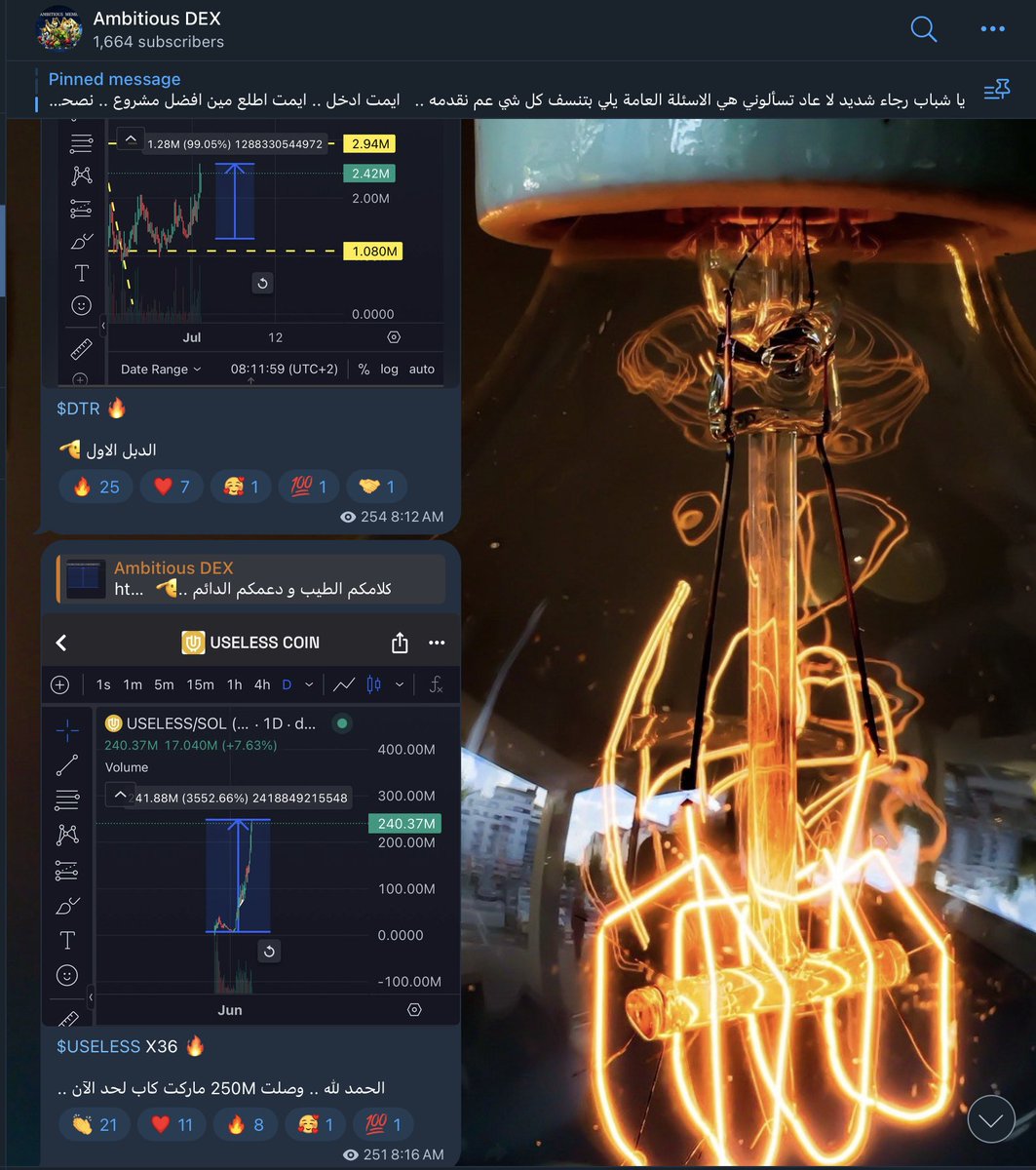 Ambitiousman0's tweet image. السوق مافيه سيولة .. لكن نتائجنا بتحكي غير شي .. 🧉

#useless new ATH 250M ( 36X )
#CMD 1.3M ==&amp;gt; 6.4M (4.5X)
#DTR 1.3M ==&amp;gt; 2.6M ( 1X )
#PENGU 60% 

⭐️ السوق فيه خير كتير الحمد لله و لكن لازم تعرف فقط كيف تصطاده و تستفيد منه 

⭐️ بعد ما عملاتنا بتضرب ارقام جيدة ببلش حضر لقائمة
