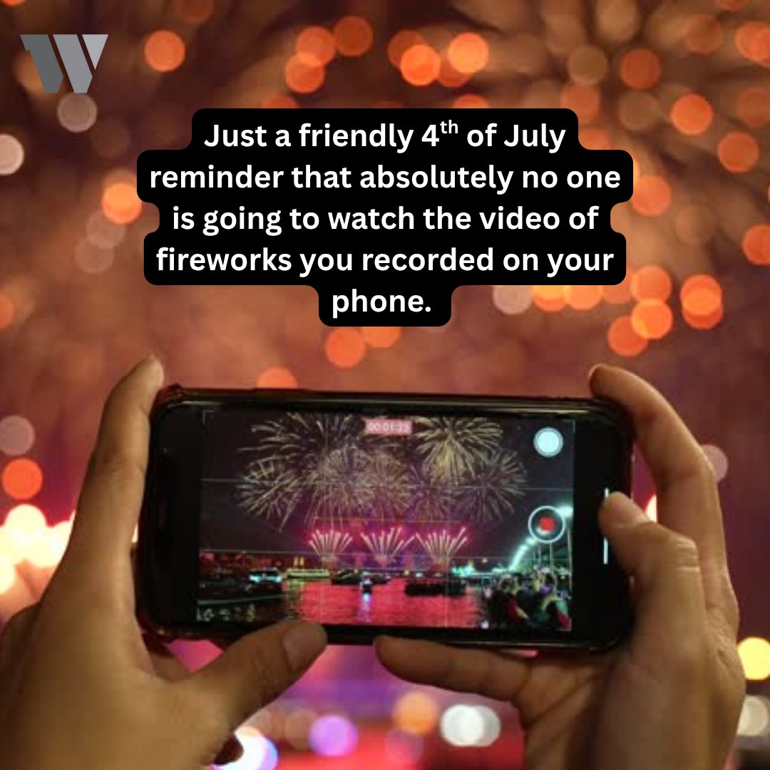 🎆 Just a friendly reminder: Nobody’s watching that 2-minute shaky fireworks video on your phone... not even you. 😅📱💥 Enjoy the moment. Light up the sky, not your storage space. 😉 #FireworksIRL #Happy4th #JustSaying