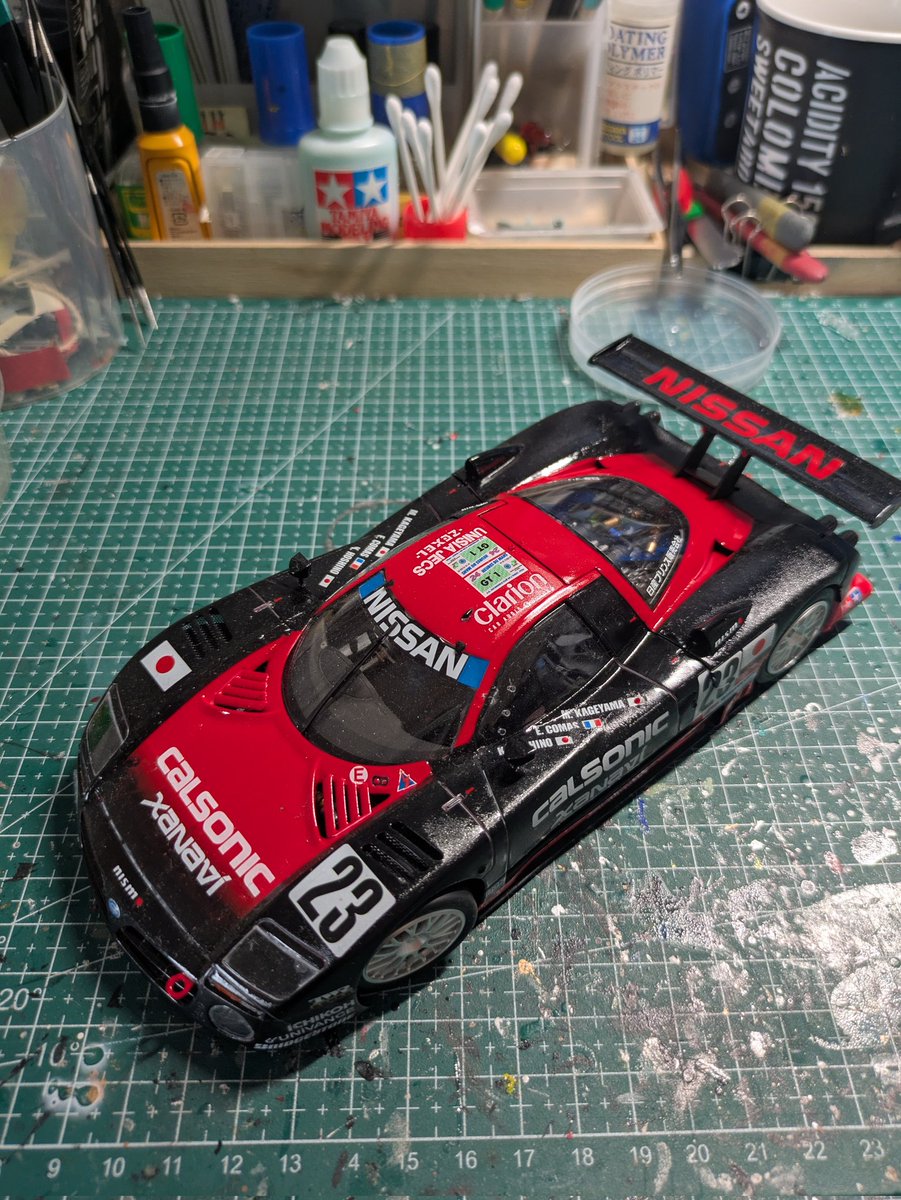 t_wakou's tweet image. 実は完成品まだまだあります。
『ニッサン R390 GT1』
最近車キットが多く戦闘機よりも綺麗に慎重に作る車はそのスリルが心地よくなり始めまして…
今回のキットはカーナンバーの切れがなく自分で切って合うようにするなどとても大変でしたが個人的満足な仕上がりです。
#プラモデル
#プラモデル完成